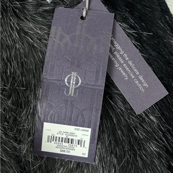 NWT JENNIFER LOPEZ Modern Bohemia Vegan Faux Fur Rib Knit Open Sweater Vest Boho - Picture 11 of 14